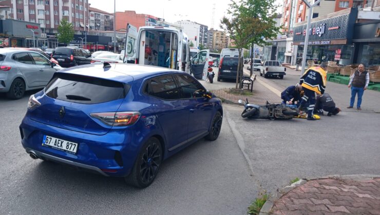 Motosiklet ile otomobil çarpıştı… 1 yaralı…