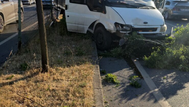 Yoldan çıktı… Refüjdeki ağaçları devirdi…