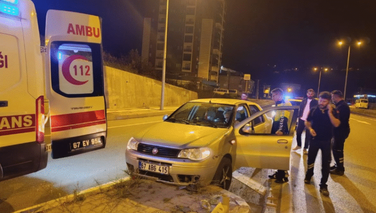 Alkolü aldı… Refüje çarparak durabildi…