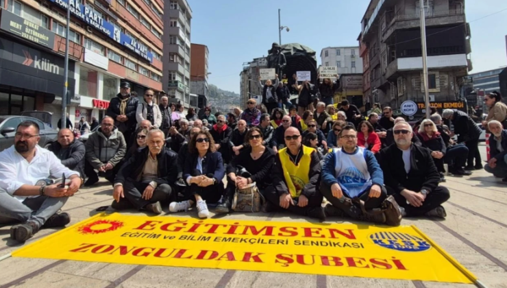 Zonguldak’ta öğretmenler oturma eylemi gerçekleştirdi…