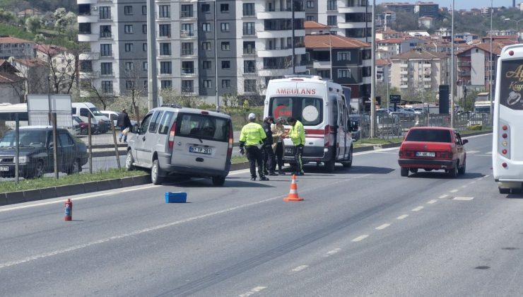 Lastiği patladı… Refüje çıkarak durabildi…